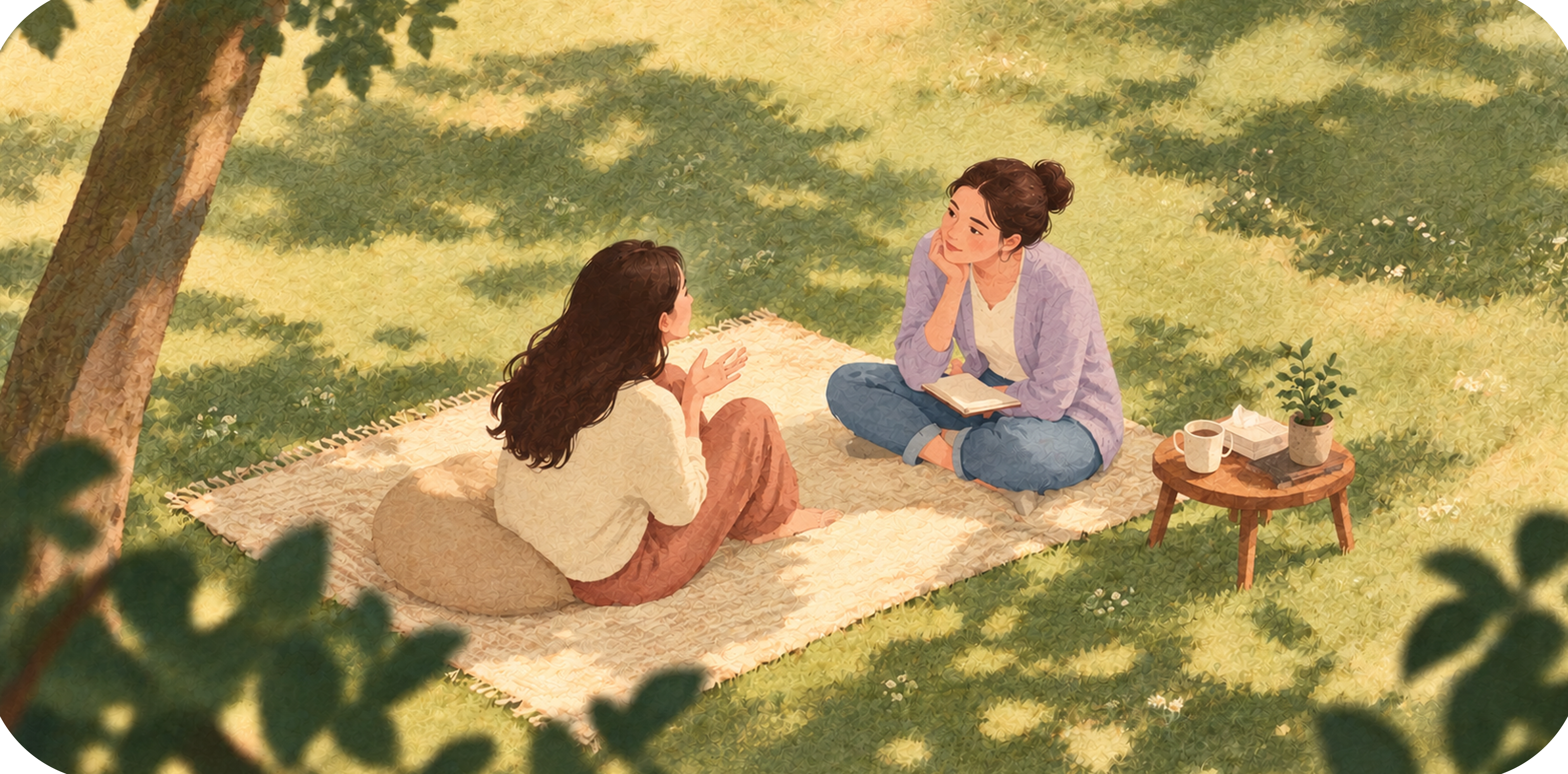 Women spending time together in a garden